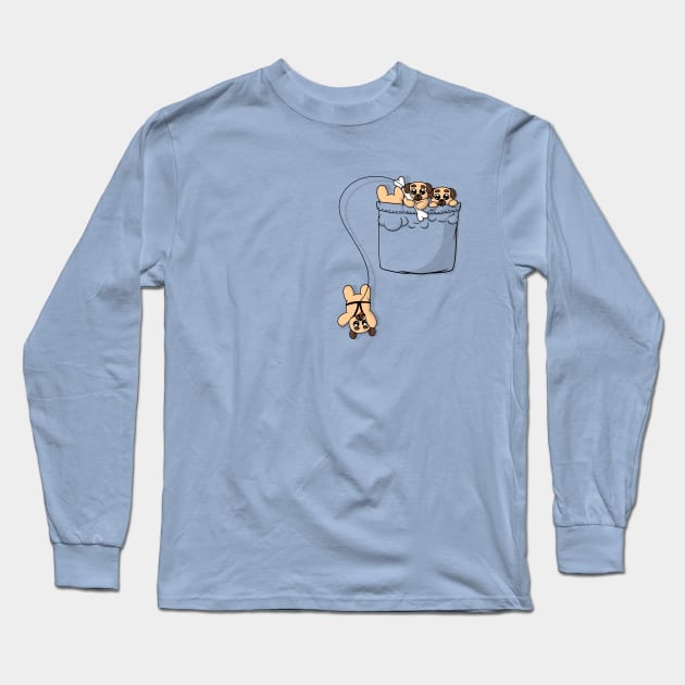 Cute Pocket Pugs Long Sleeve T-Shirt by Beka